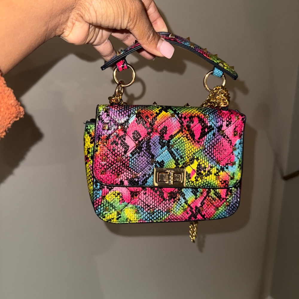 Multicolor Snake Print Women's Bag